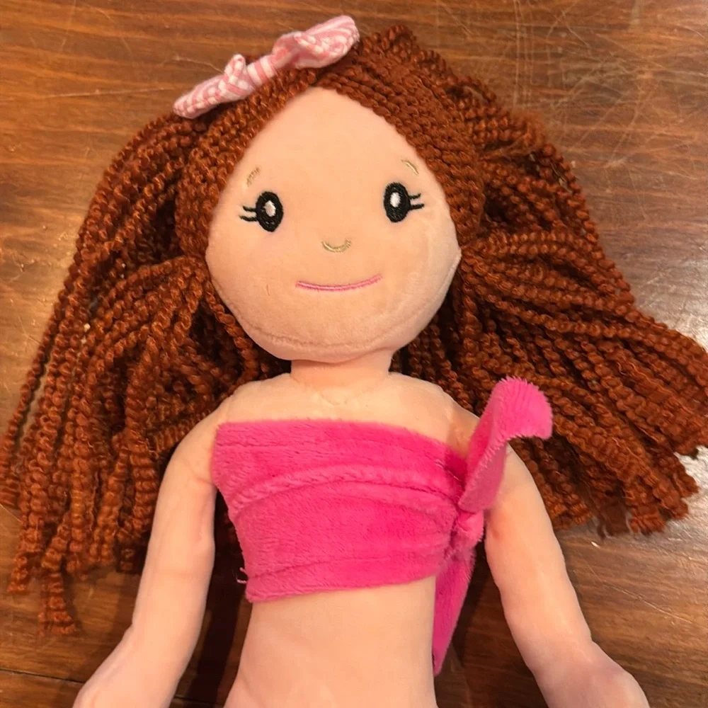 NWOT The Preppy Pelican 3+ Mermaid Pink Blue Deep Red Hair Redhead Plush Doll